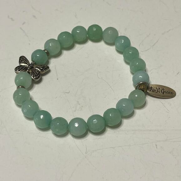 CAREGIVEGROW.ORG bracelet actual faceted blue green stone stretch style jewelry - Picture 6 of 12